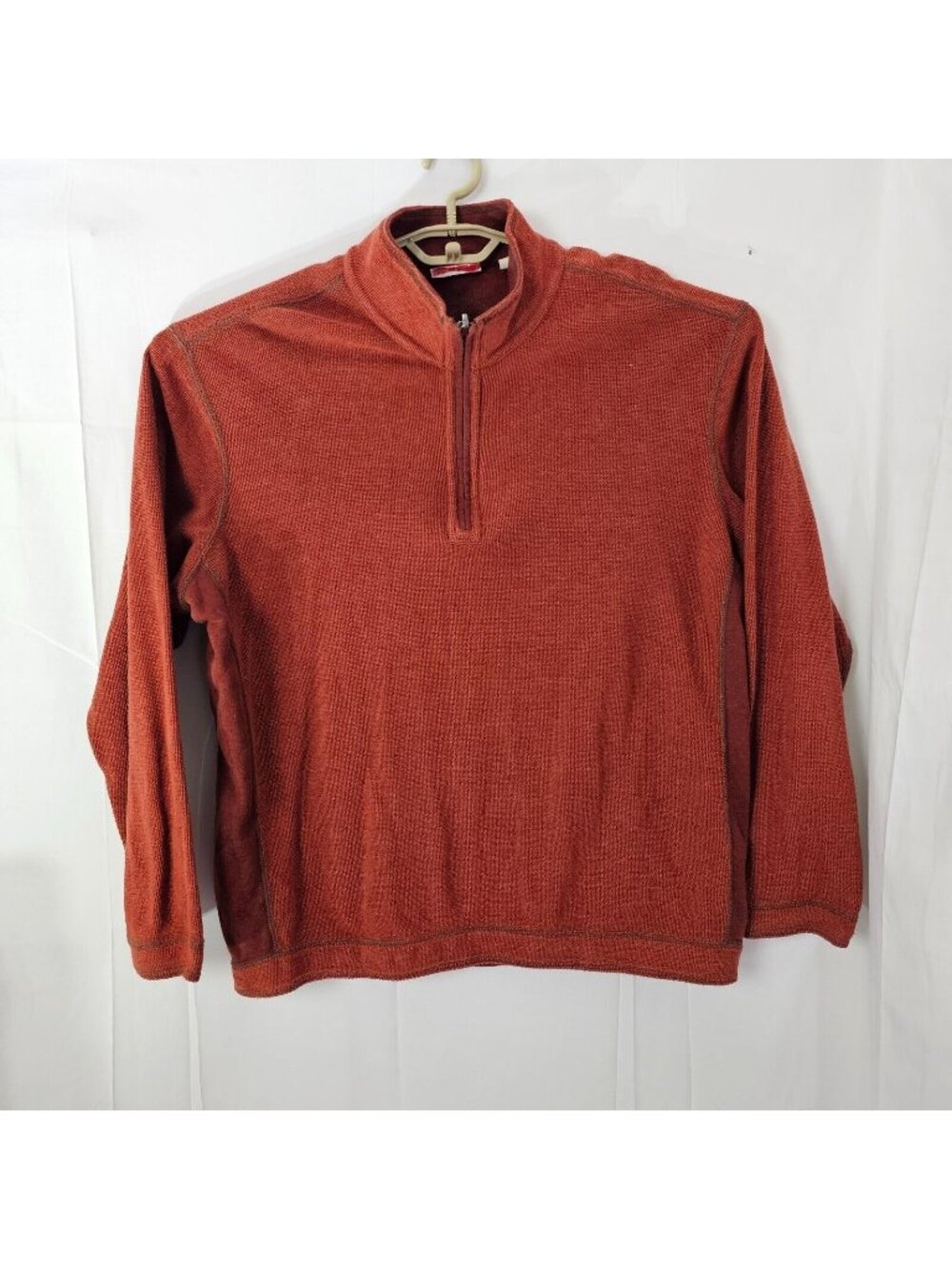 Tommy Bahama Denim Reversible Sweater Mens XL Red 1/4 Zip Pullover Sweatshirt